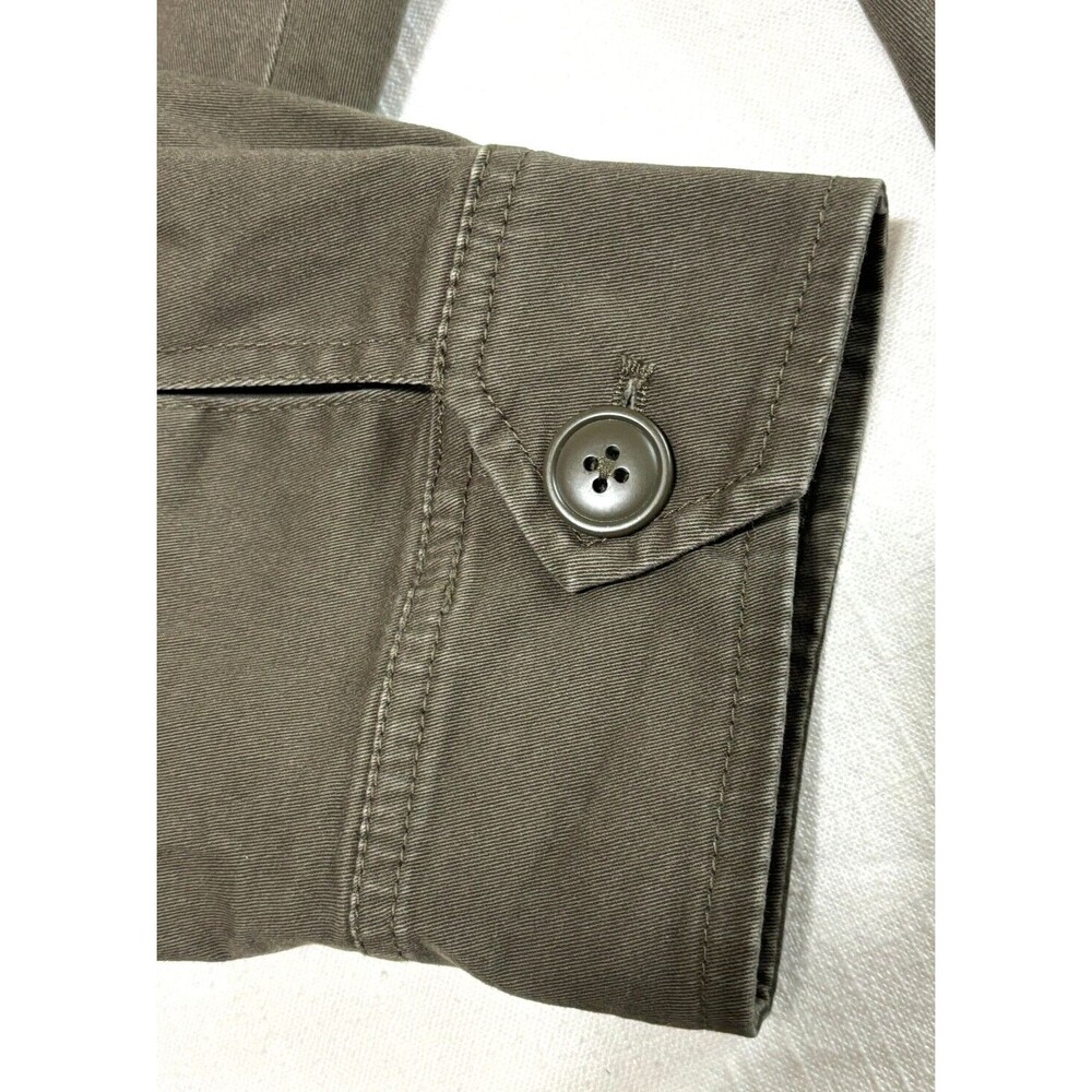 Flag Anthem Olive Mock Neck Trucker Military Shirt Jacket Zip Up Hidden Button - Picture 6 of 16